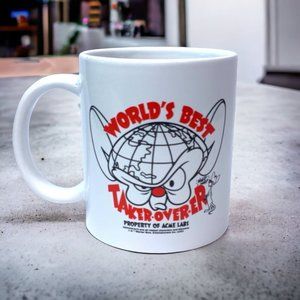 Pinky and The Brain Mug World's Best Take Overer White Red Black Cartoon Mouse